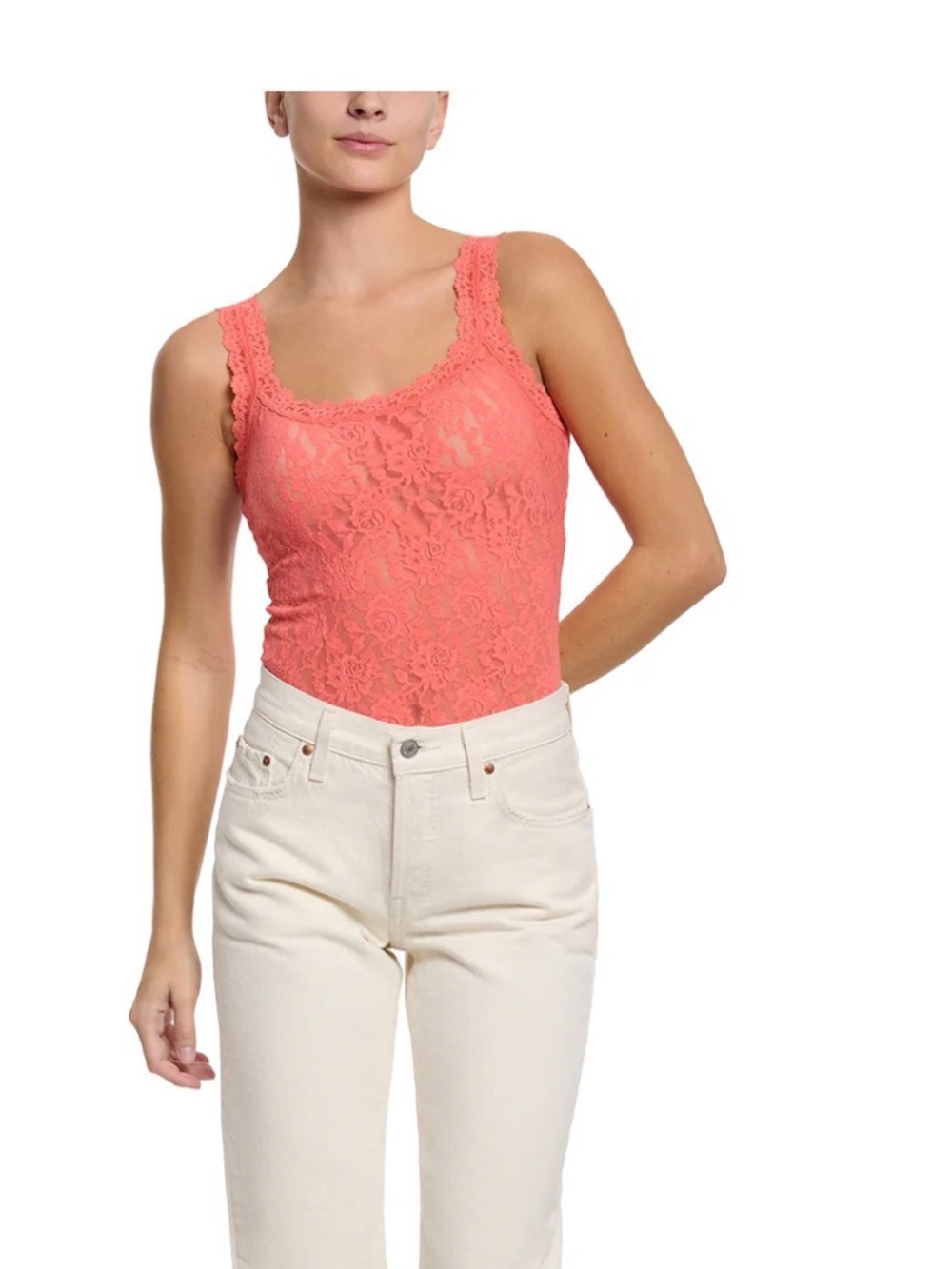 Hanky Panky Signature Lace Camisole Coral Pink Lace Tank Top Small - Picture 2 of 7